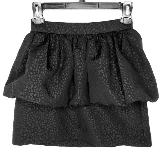 Zara Skirts Zara Mini Skirt Black Jacquard Puffy Layer Size Extra